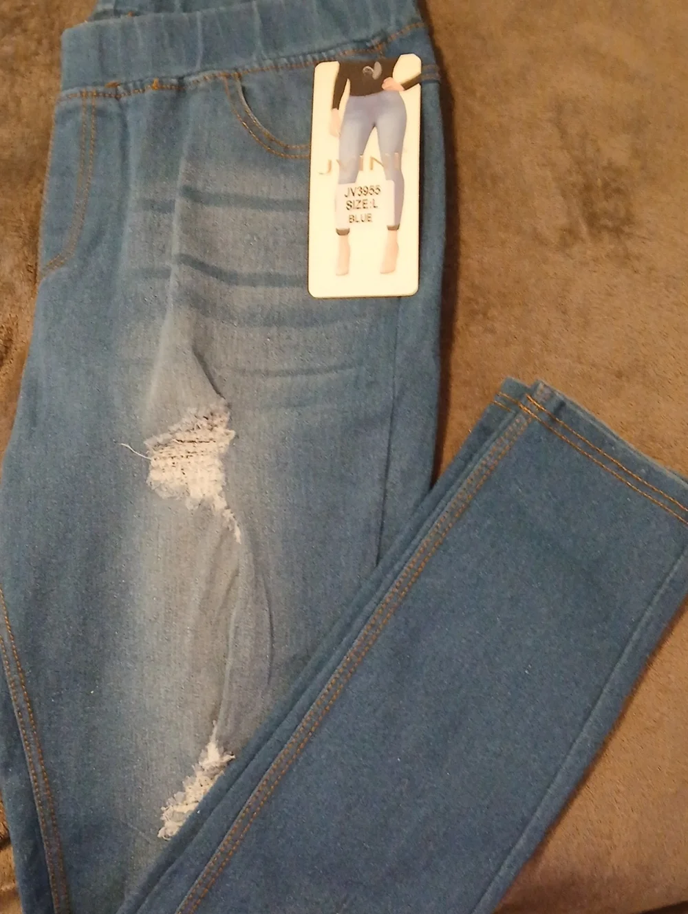 JVINI Blue Stretch Denim Jeggings with Contrast Stitching
